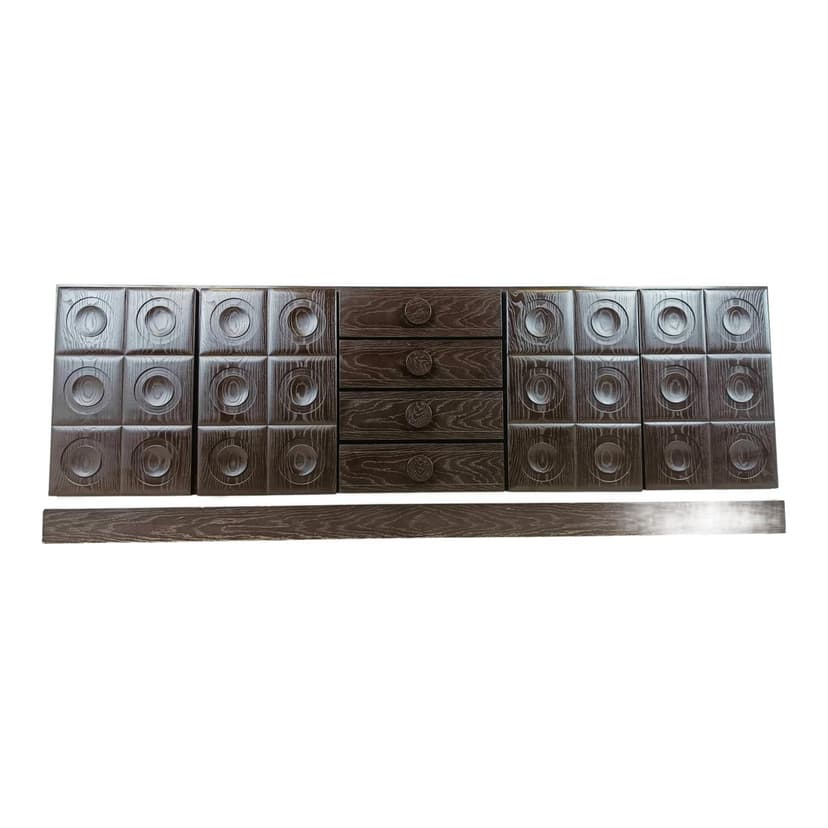 Kredens brutalistyczny, brązowy, drewno, Belgia, lata 70.