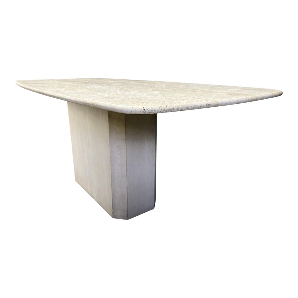 Dining table, beige travertine, Italy, 1970s.