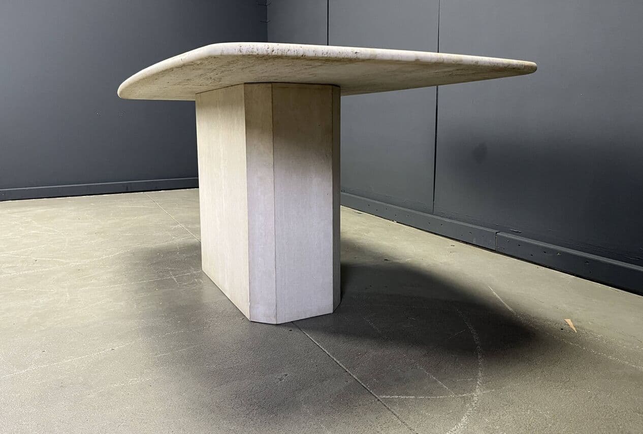 Dining table, beige travertine, Italy, 1970s. - 267688