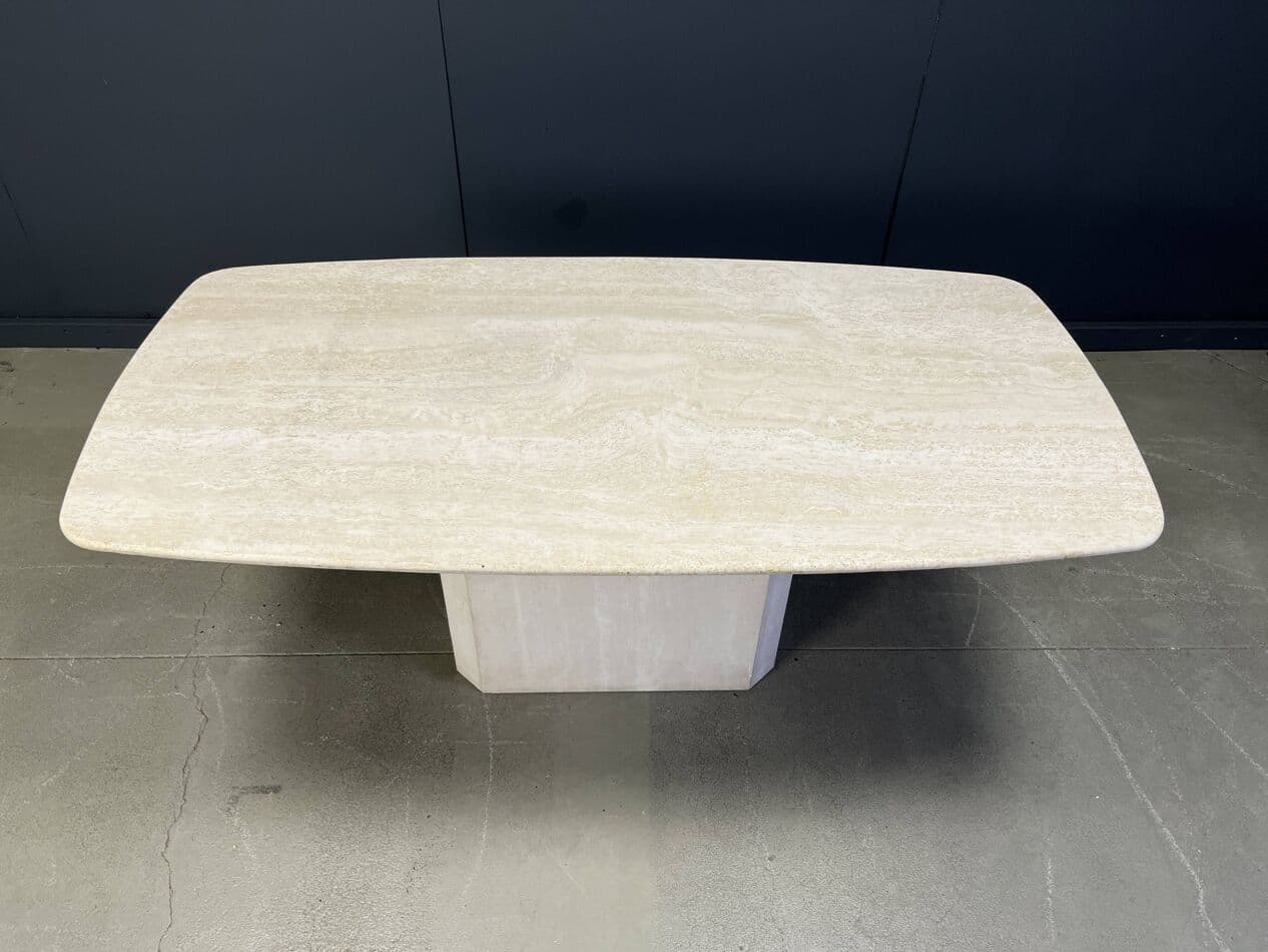 Dining table, beige travertine, Italy, 1970s. - 267678