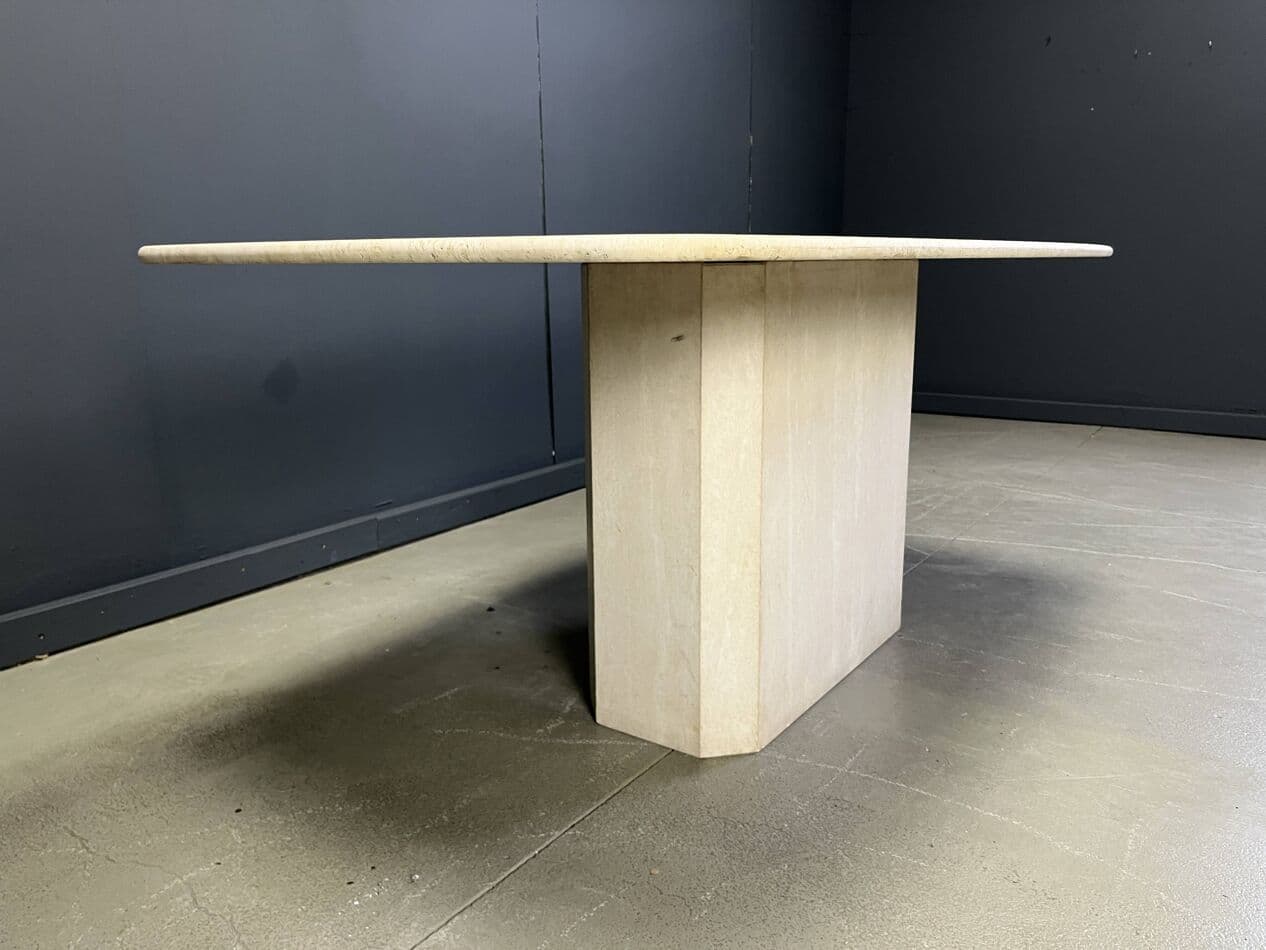 Dining table, beige travertine, Italy, 1970s. - 267686