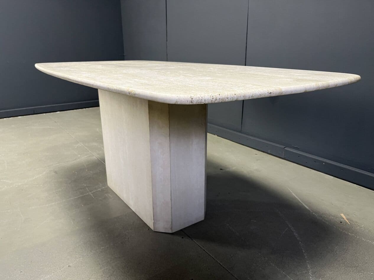 Dining table, beige travertine, Italy, 1970s. - 267677