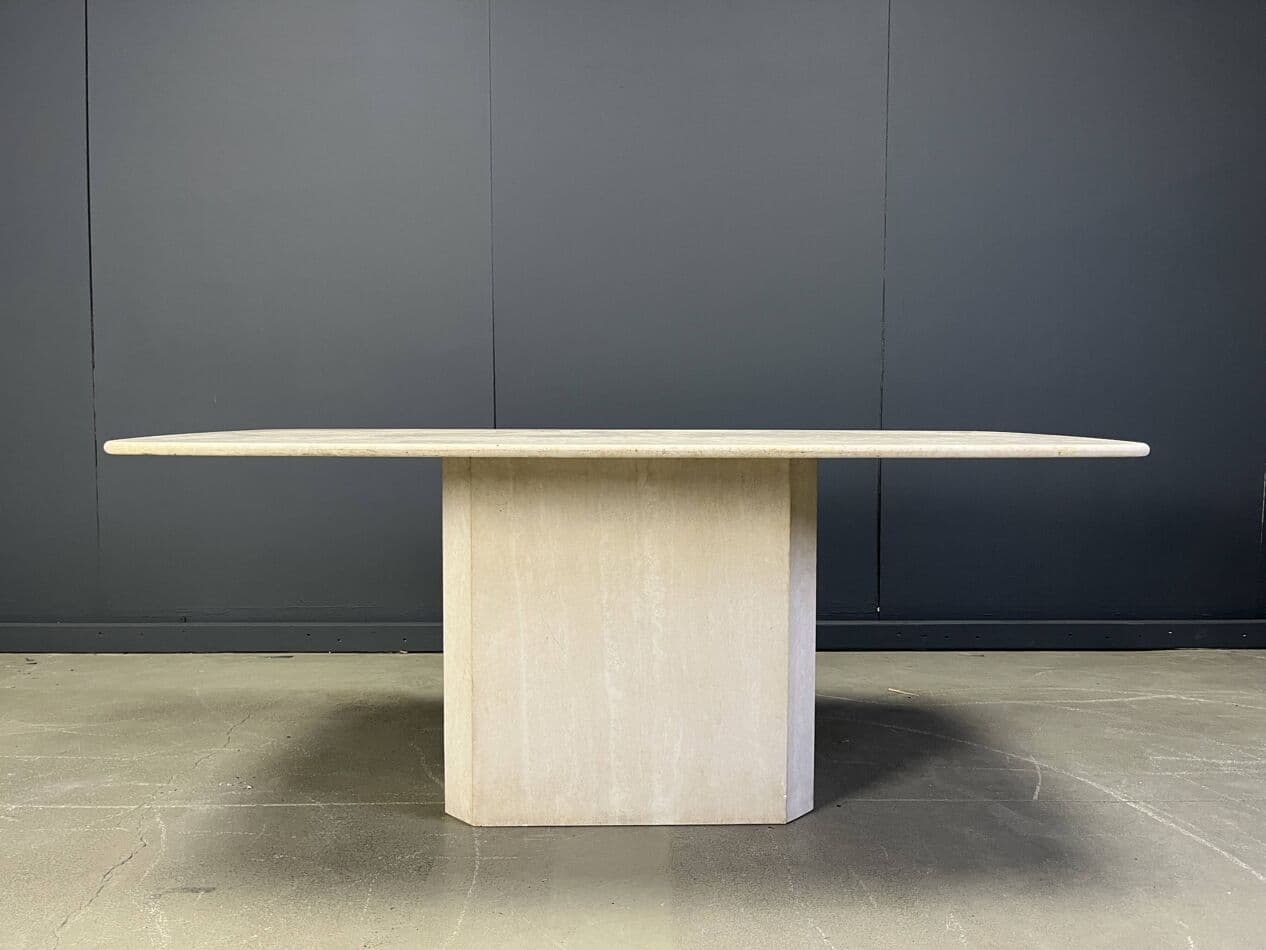 Dining table, beige travertine, Italy, 1970s. - 267681