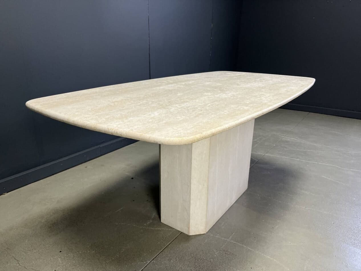 Dining table, beige travertine, Italy, 1970s. - 267687