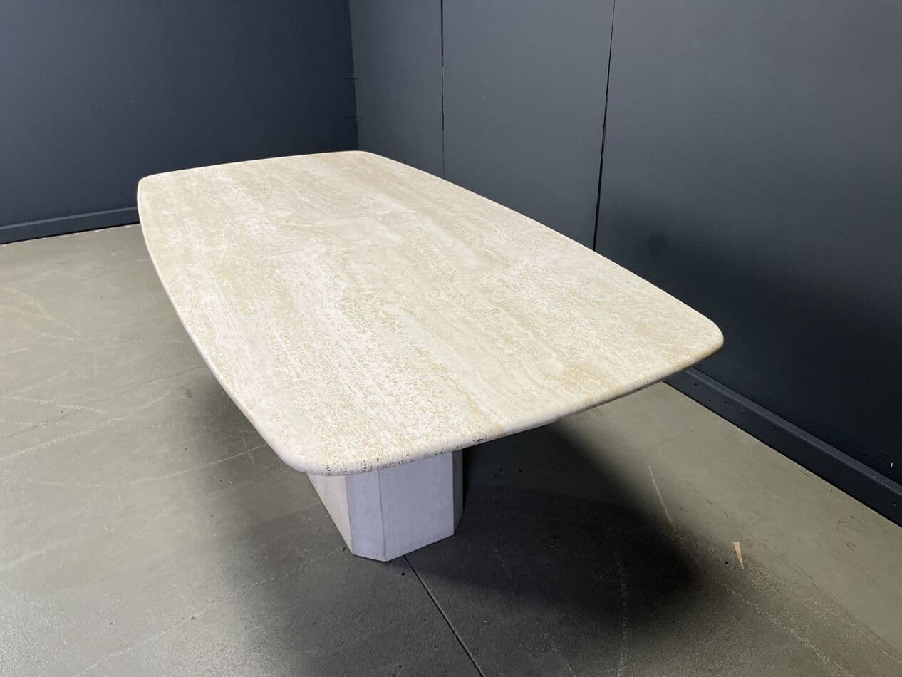 Dining table, beige travertine, Italy, 1970s. - 267690