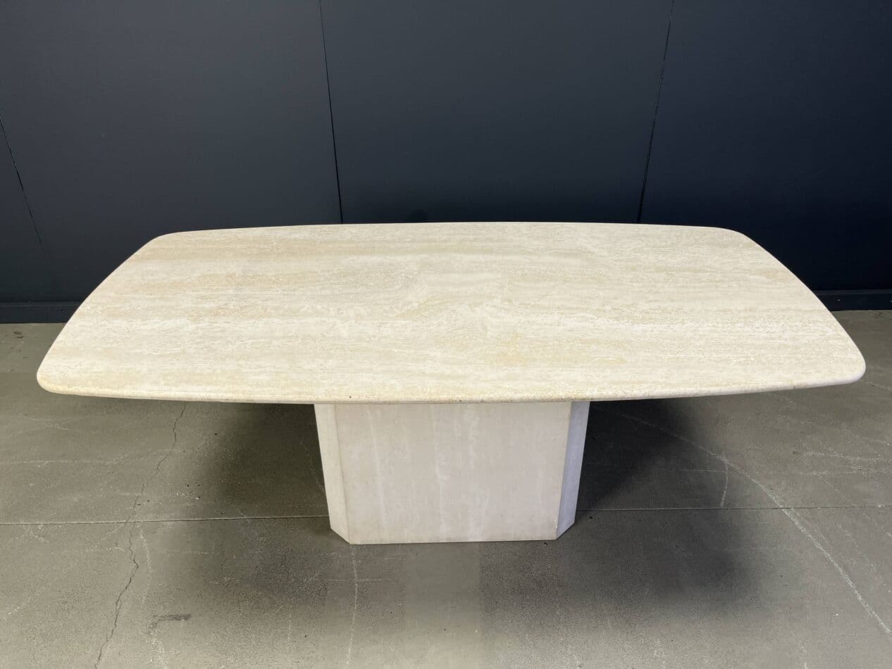 Dining table, beige travertine, Italy, 1970s. - 267679