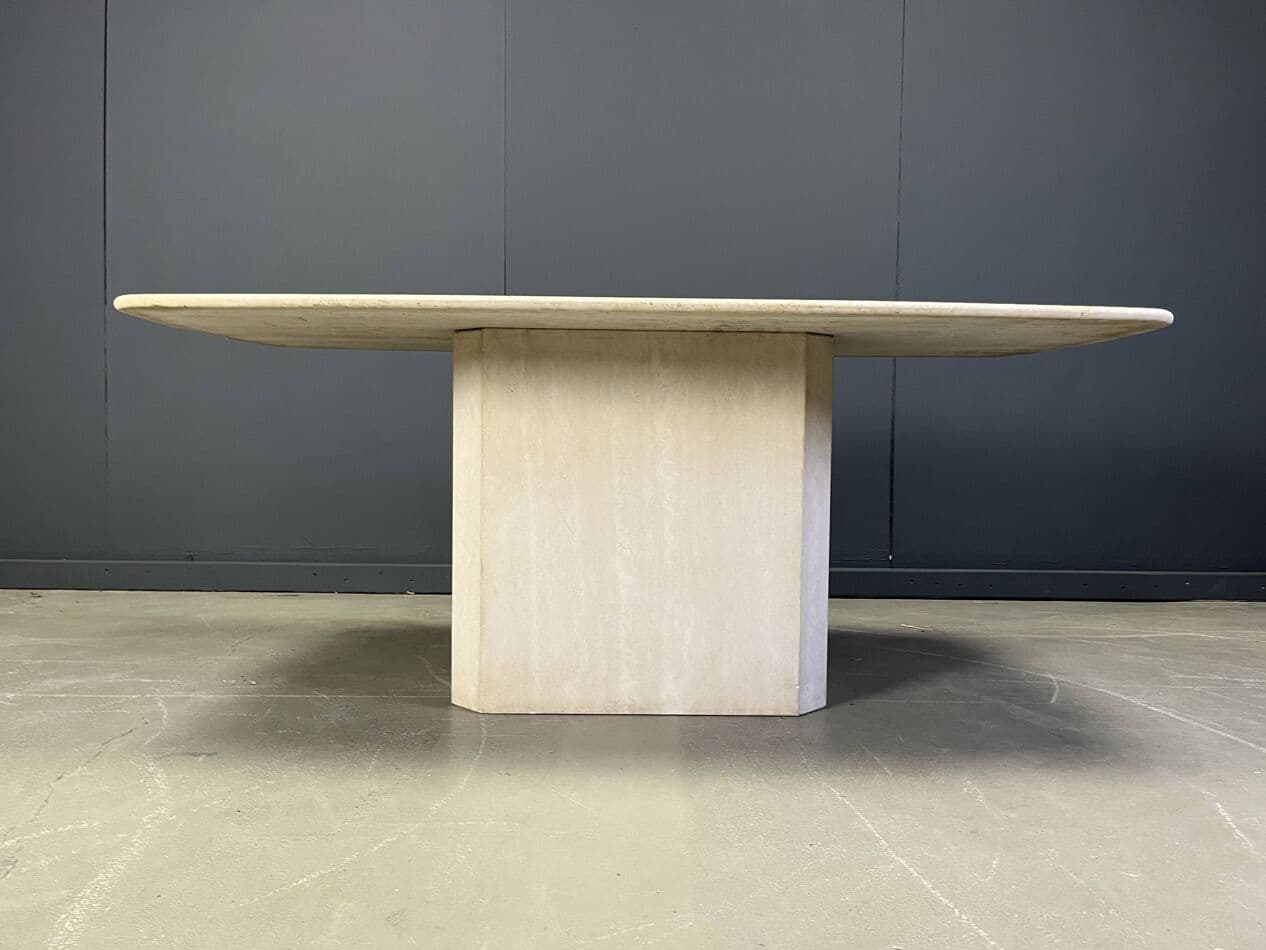 Dining table, beige travertine, Italy, 1970s. - 267680
