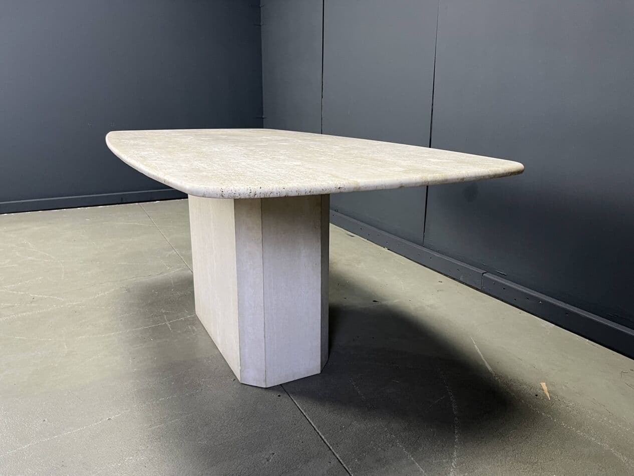 Dining table, beige travertine, Italy, 1970s. - 267689