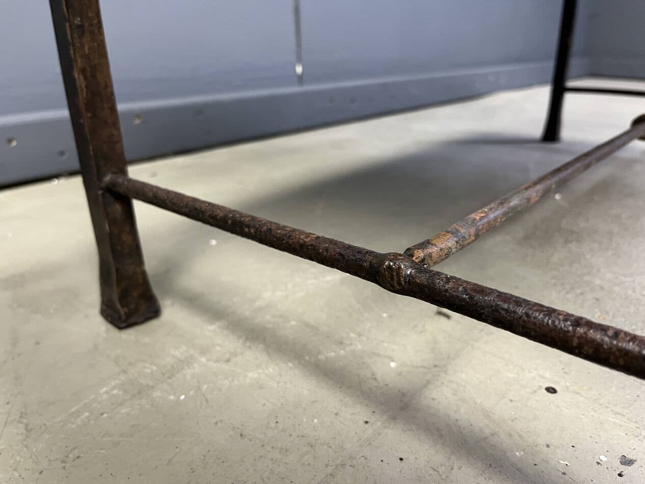 Coffee Table, brown ceramic tiles, dark iron, Spain, 1950s - 267659