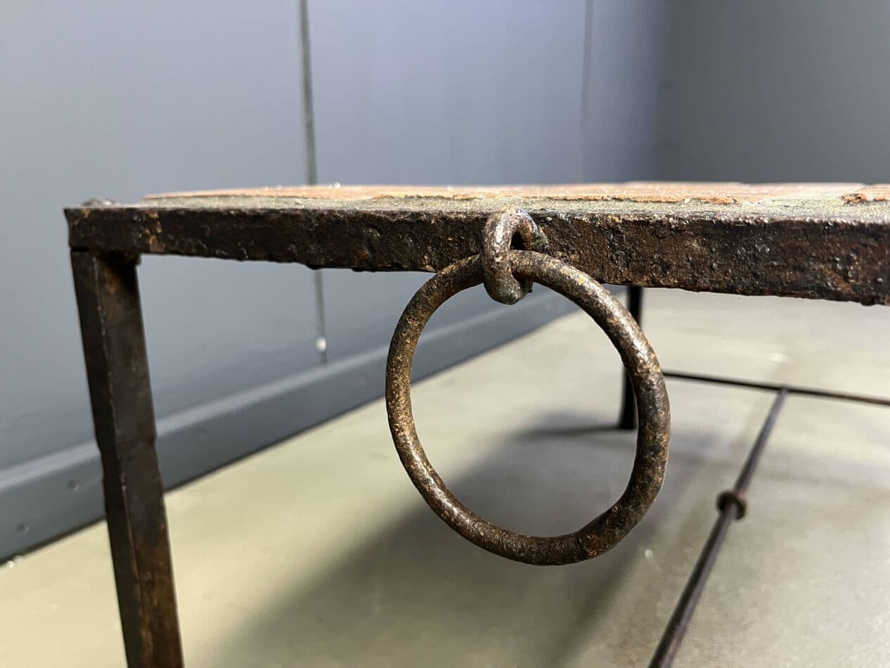 Coffee Table, brown ceramic tiles, dark iron, Spain, 1950s - 267662