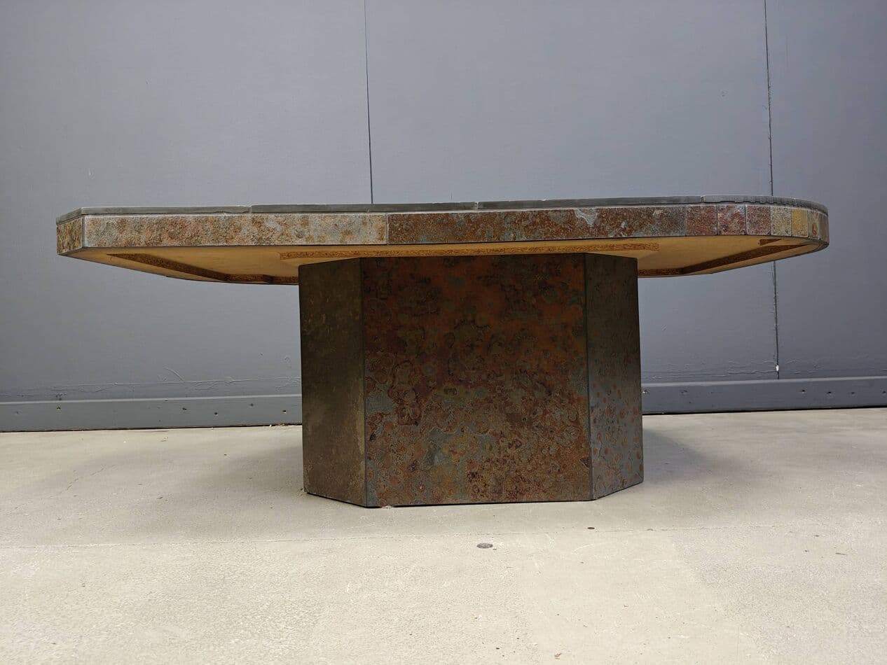 Coffee table Brutalist, multicolor slate, Germany, 1980s. - 267631