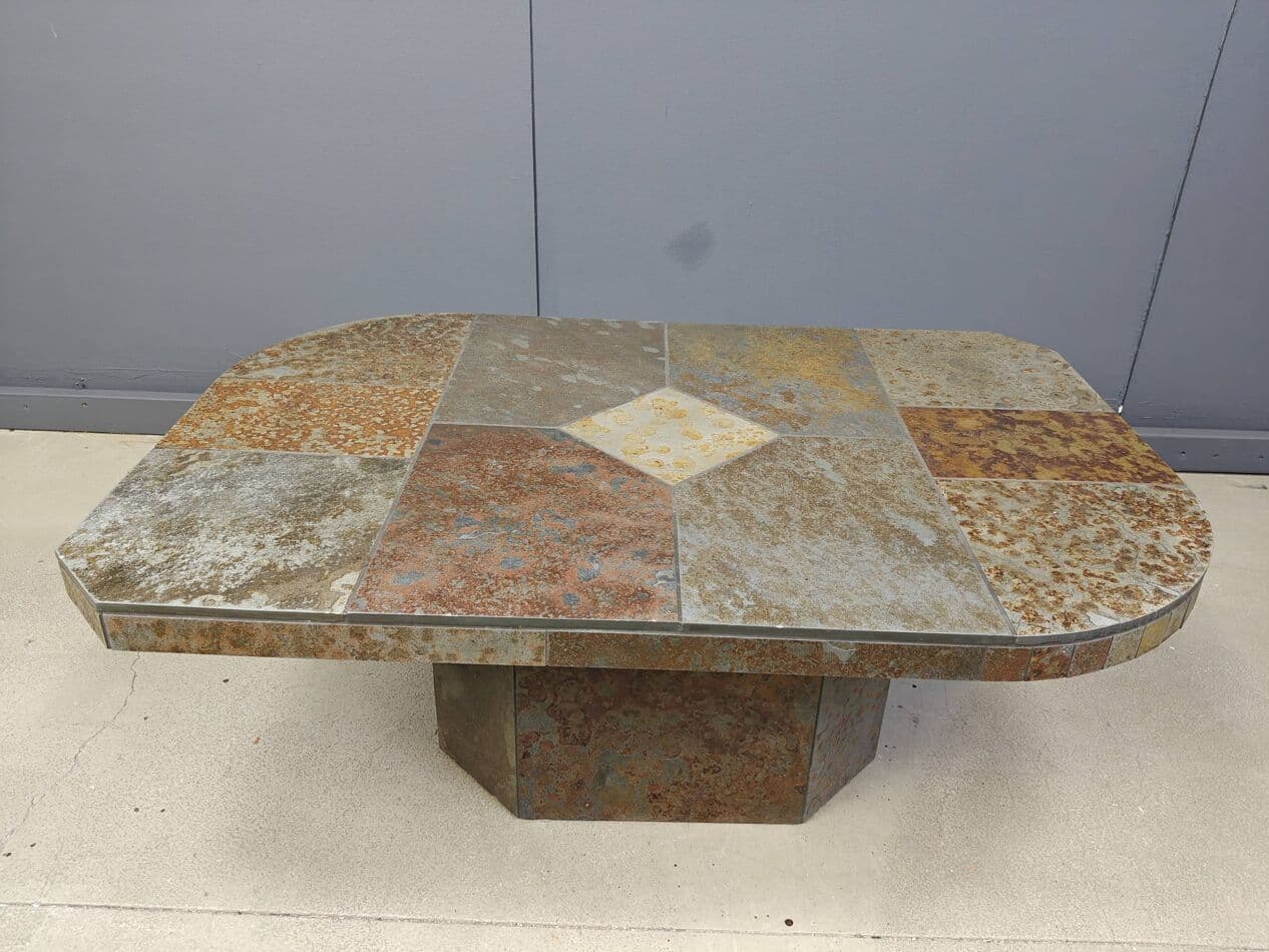Coffee table Brutalist, multicolor slate, Germany, 1980s. - 267627