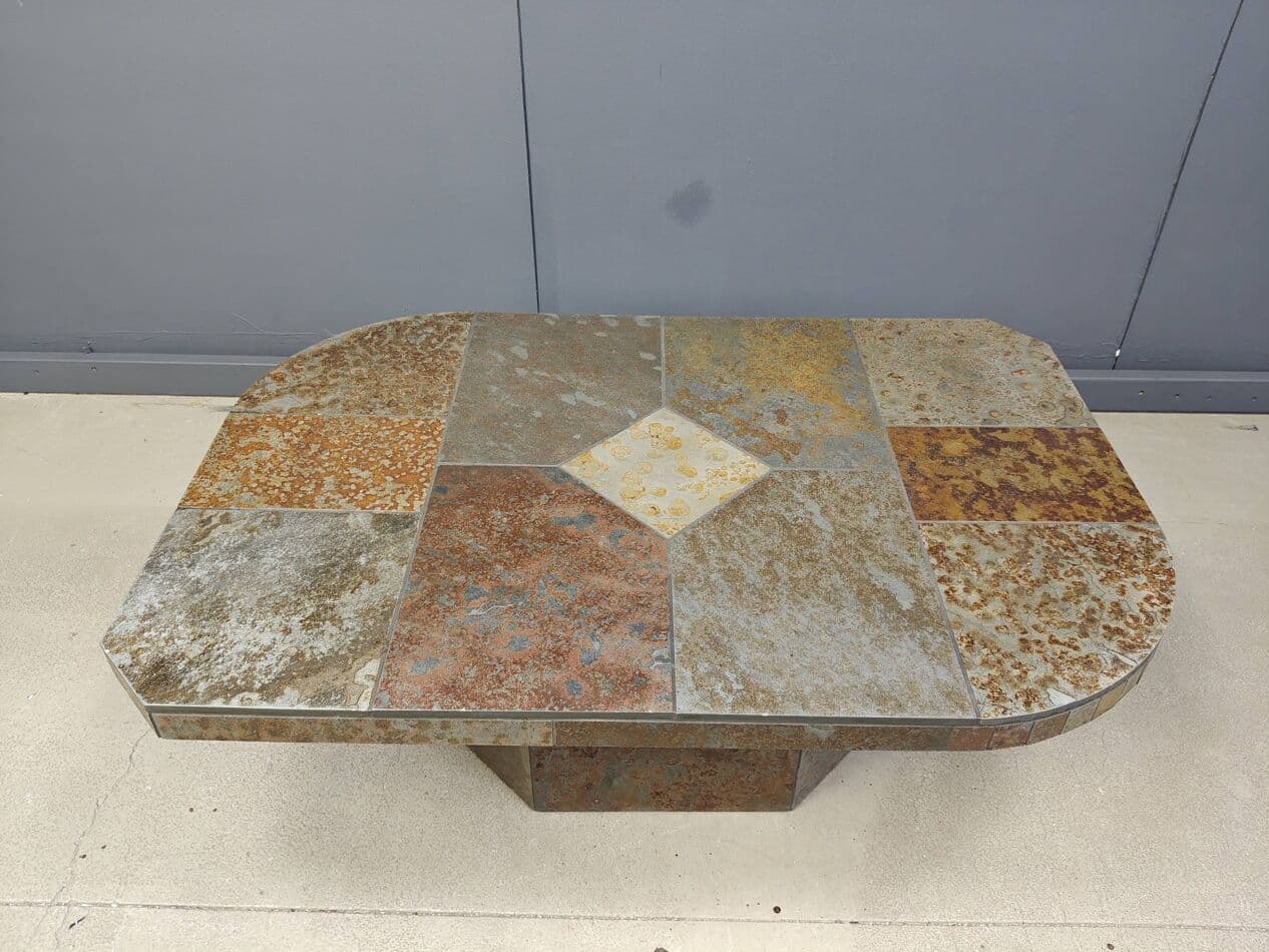 Coffee table Brutalist, multicolor slate, Germany, 1980s. - 267634