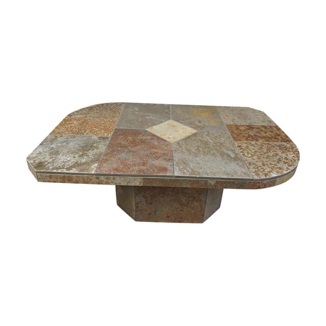 Coffee table Brutalist, multicolor slate, Germany, 1980s. - DIMENSION
