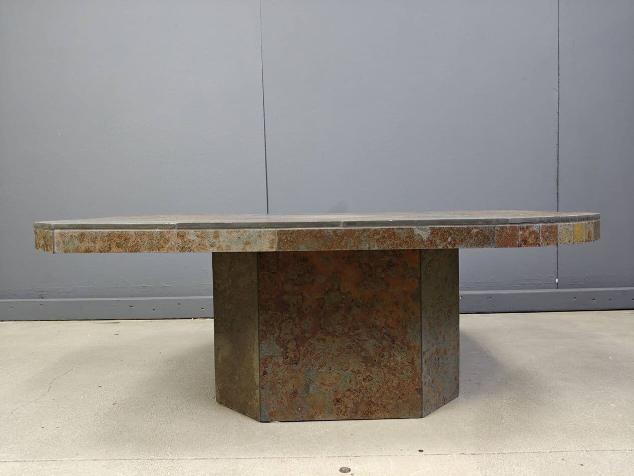 Coffee table Brutalist, multicolor slate, Germany, 1980s. - 267632