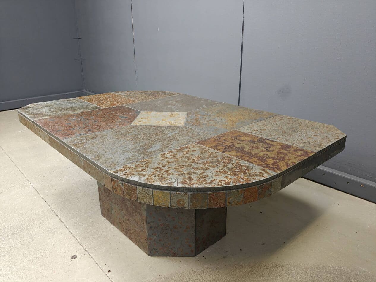 Coffee table Brutalist, multicolor slate, Germany, 1980s. - 267629