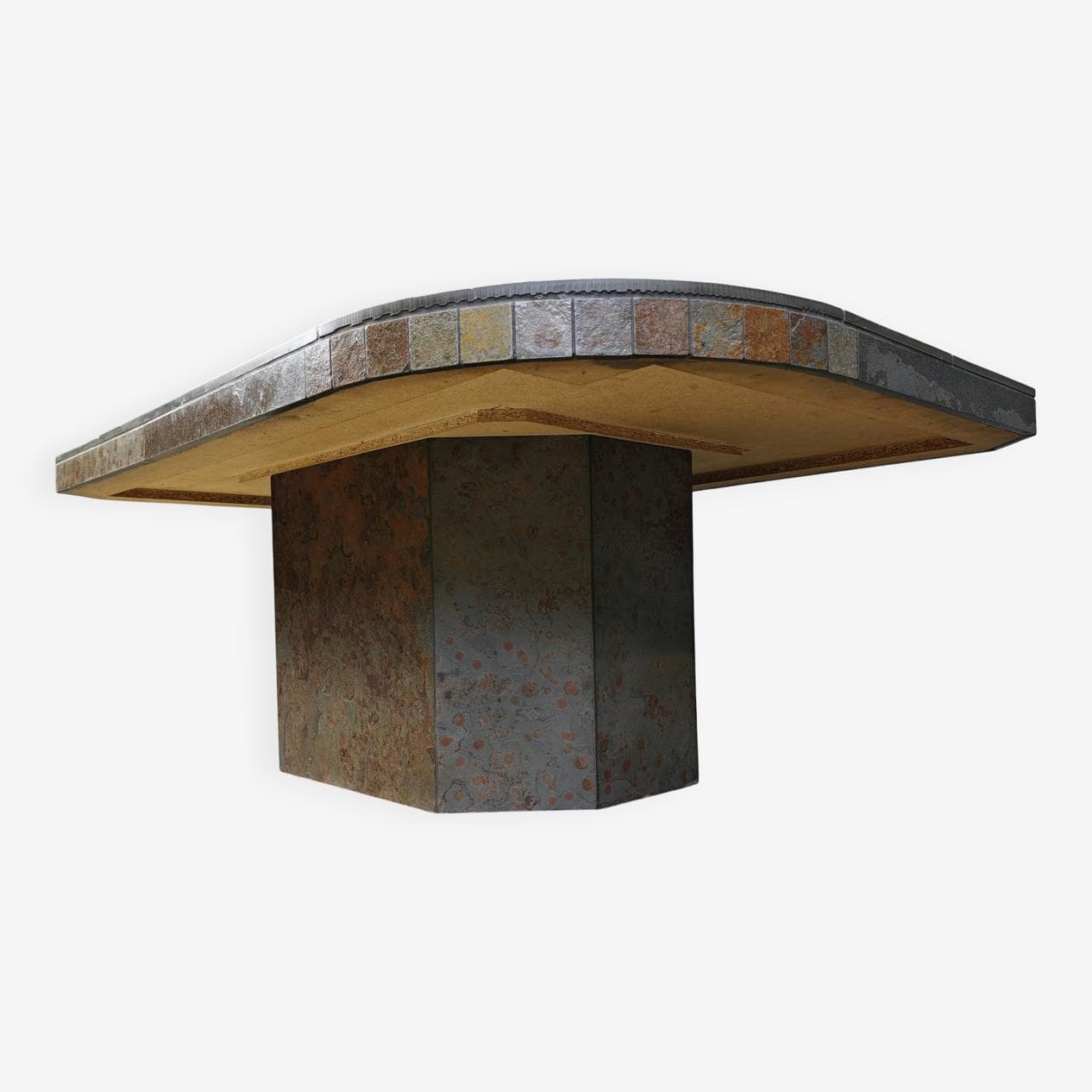 Coffee table Brutalist, multicolor slate, Germany, 1980s. - 267636