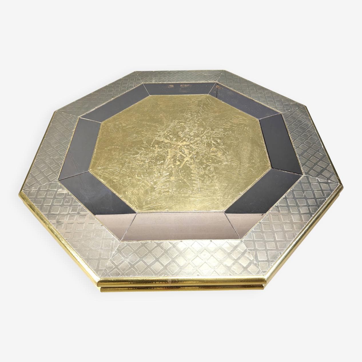 Stolik kawowy, złoty, drewno mosiądz, proj. R. Dubarry, Hiszpania, lata 70. - 267603