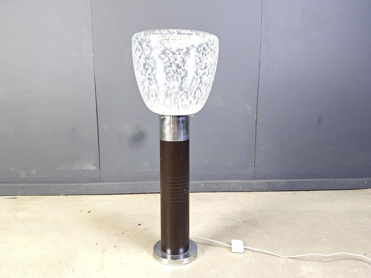 Lampa podłogowa Space Age, szkło Murano, chrom brązowy, Mazzega, Włochy, lata 70. - 267528