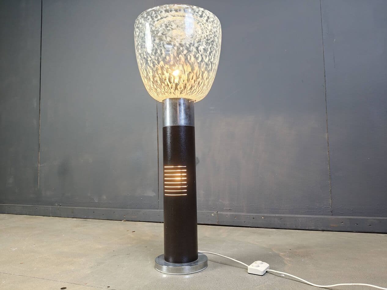 Lampa podłogowa Space Age, szkło Murano, chrom brązowy, Mazzega, Włochy, lata 70. - 267531