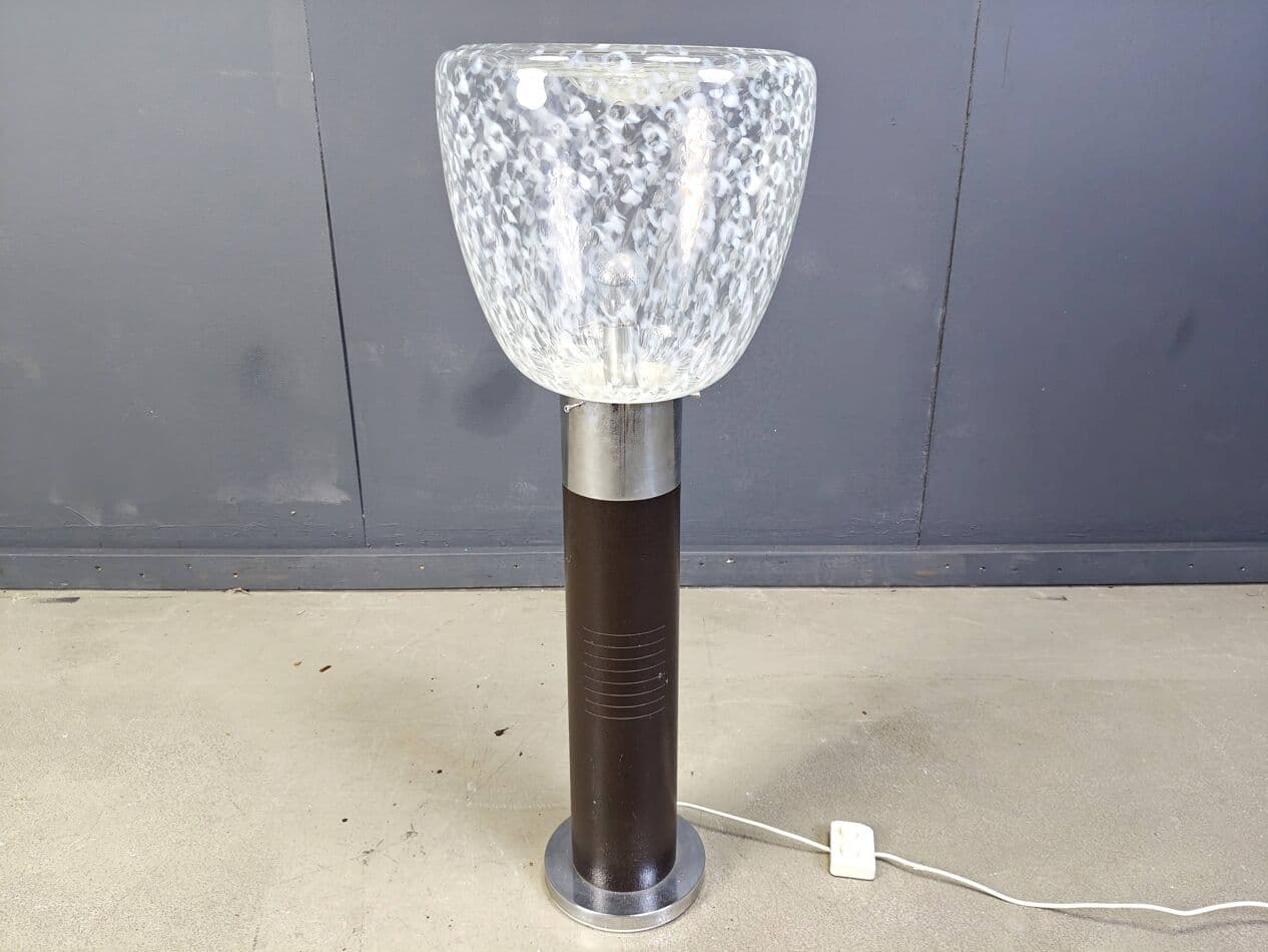 Lampa podłogowa Space Age, szkło Murano, chrom brązowy, Mazzega, Włochy, lata 70. - 267529