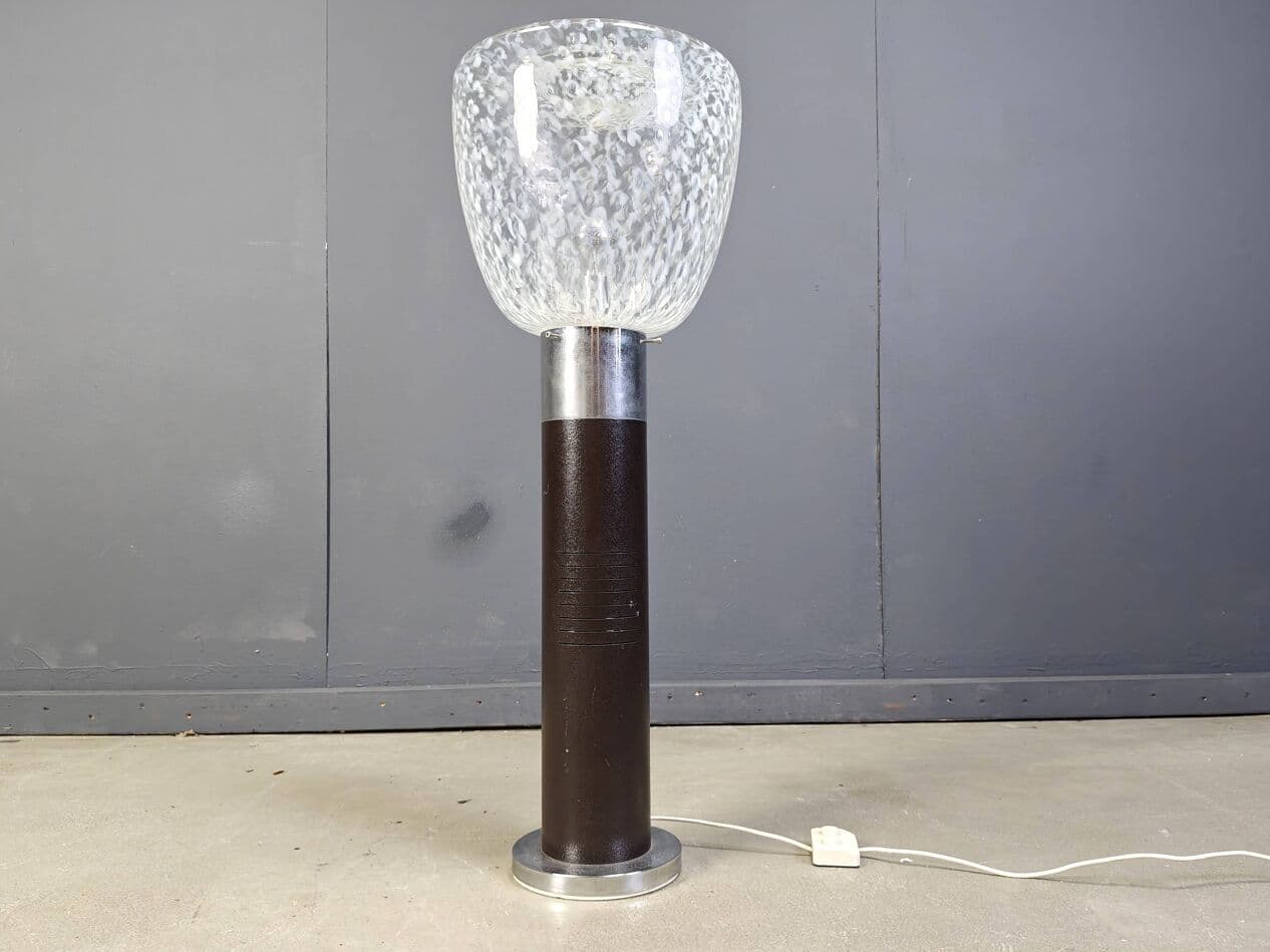 Lampa podłogowa Space Age, szkło Murano, chrom brązowy, Mazzega, Włochy, lata 70. - 267527