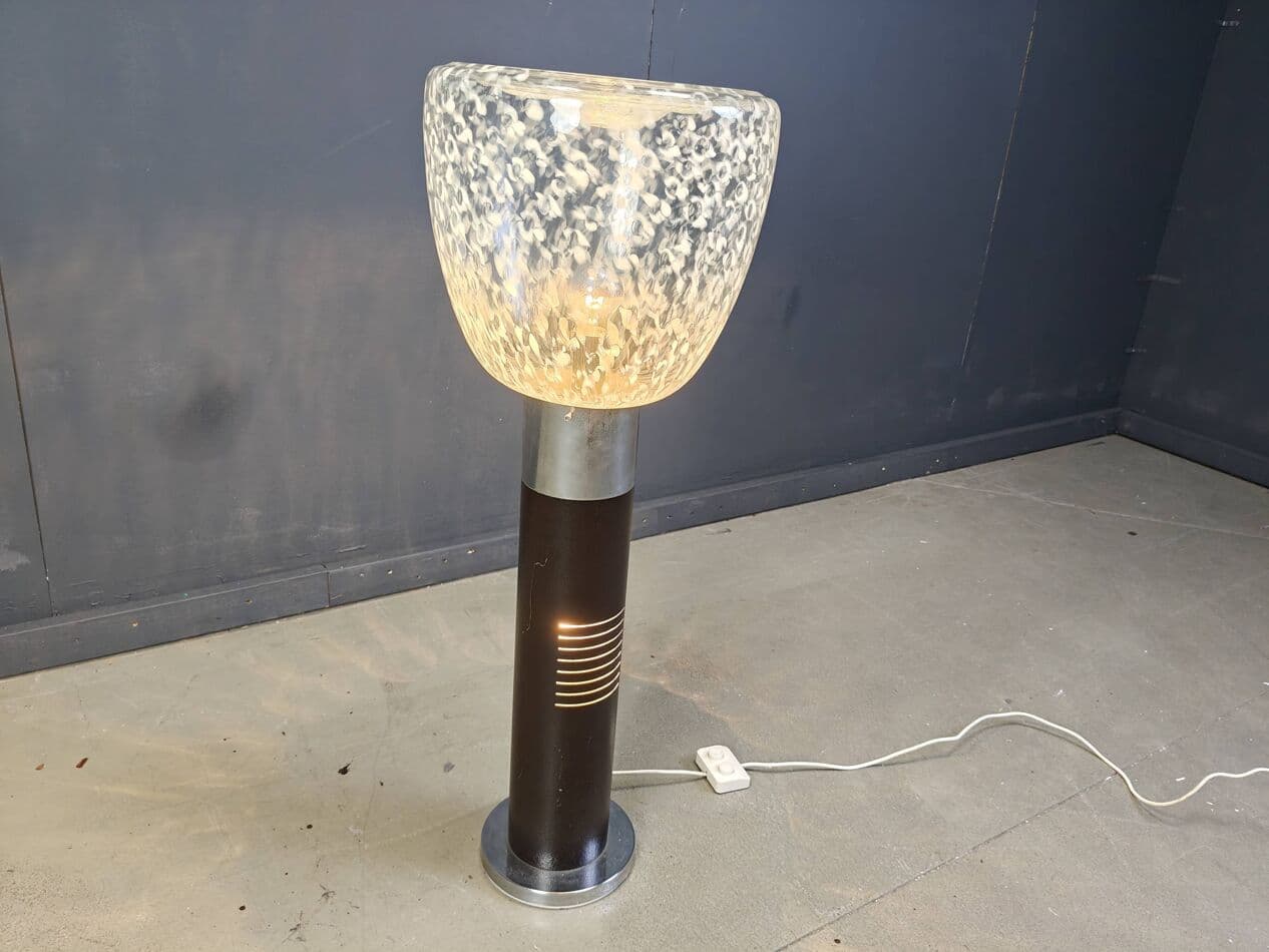 Lampa podłogowa Space Age, szkło Murano, chrom brązowy, Mazzega, Włochy, lata 70. - 267533