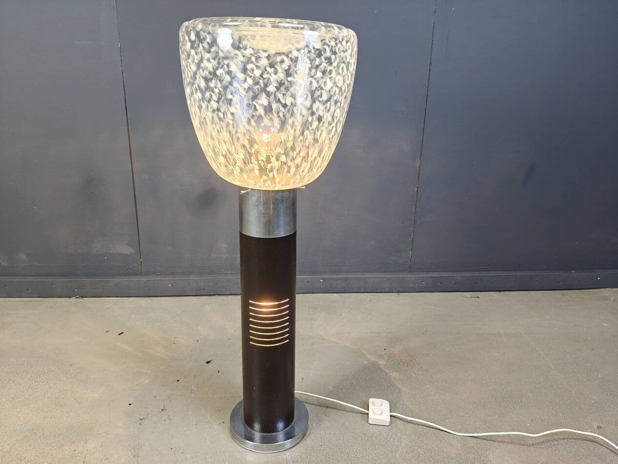 Lampa podłogowa Space Age, szkło Murano, chrom brązowy, Mazzega, Włochy, lata 70. - 267536
