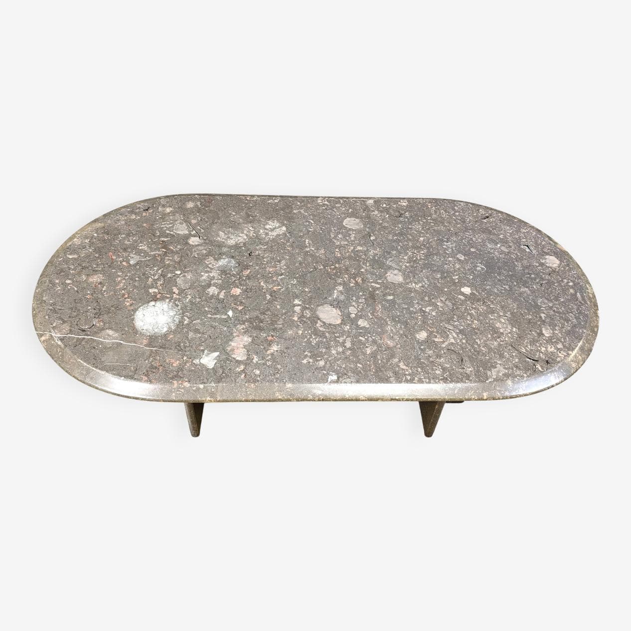 Coffee table oval, grey marble, Italy, 1970s - 267510