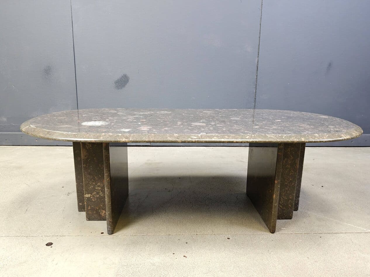 Coffee table oval, grey marble, Italy, 1970s - 267501