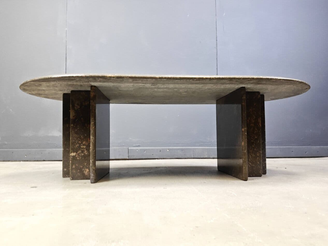 Coffee table oval, grey marble, Italy, 1970s - 267506
