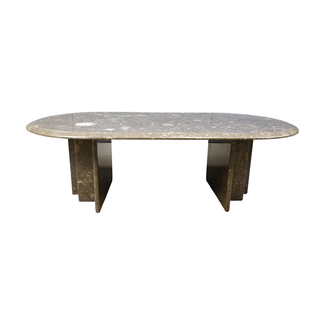 Coffee table oval, grey marble, Italy, 1970s