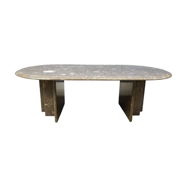 Coffee table oval, grey marble, Italy, 1970s - DIMENSION