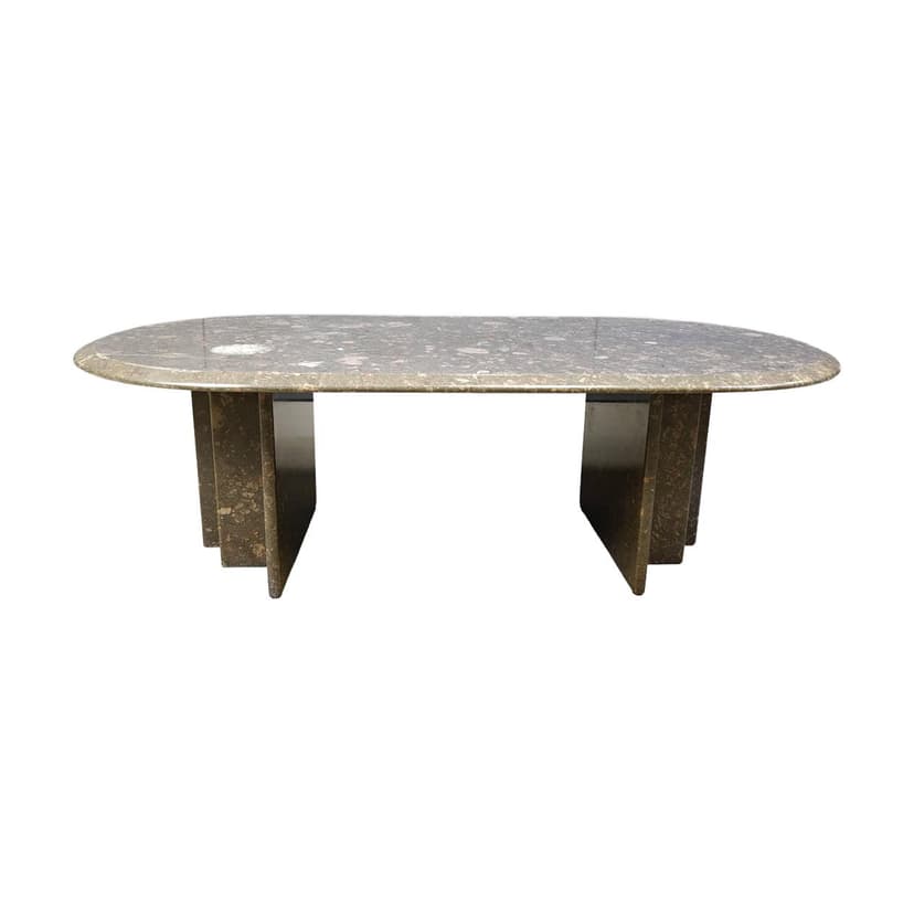 Coffee table oval, grey marble, Italy, 1970s