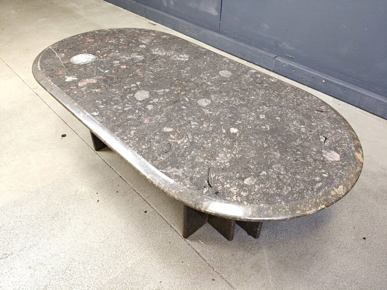 Coffee table oval, grey marble, Italy, 1970s - 267505