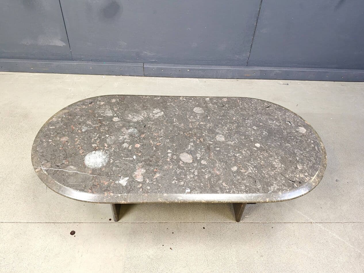 Coffee table oval, grey marble, Italy, 1970s - 267509