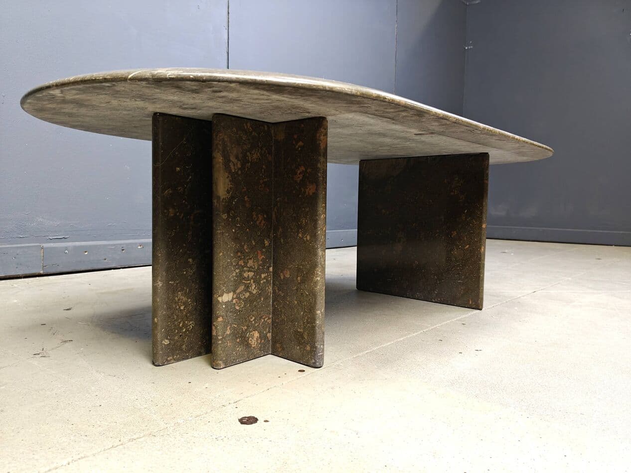 Coffee table oval, grey marble, Italy, 1970s - 267503