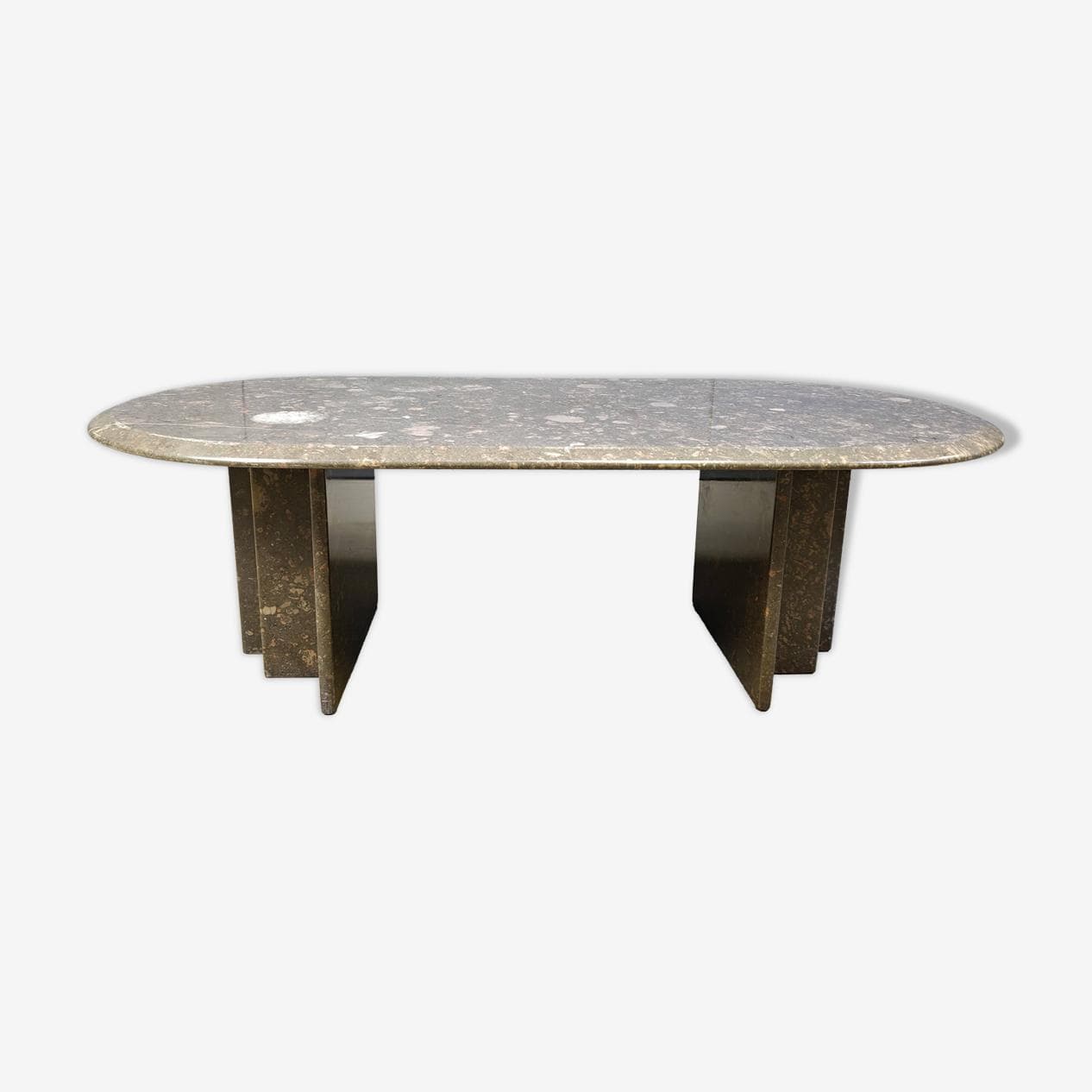 Coffee table oval, grey marble, Italy, 1970s - 267502