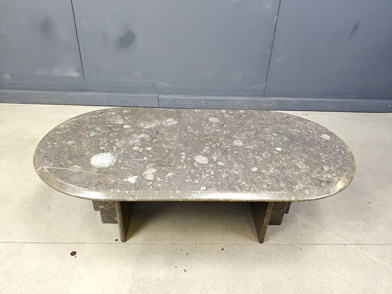 Coffee table oval, grey marble, Italy, 1970s - 267508