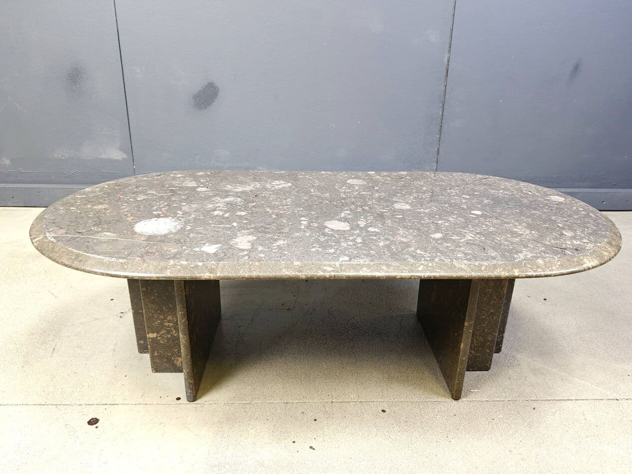Coffee table oval, grey marble, Italy, 1970s - 267507