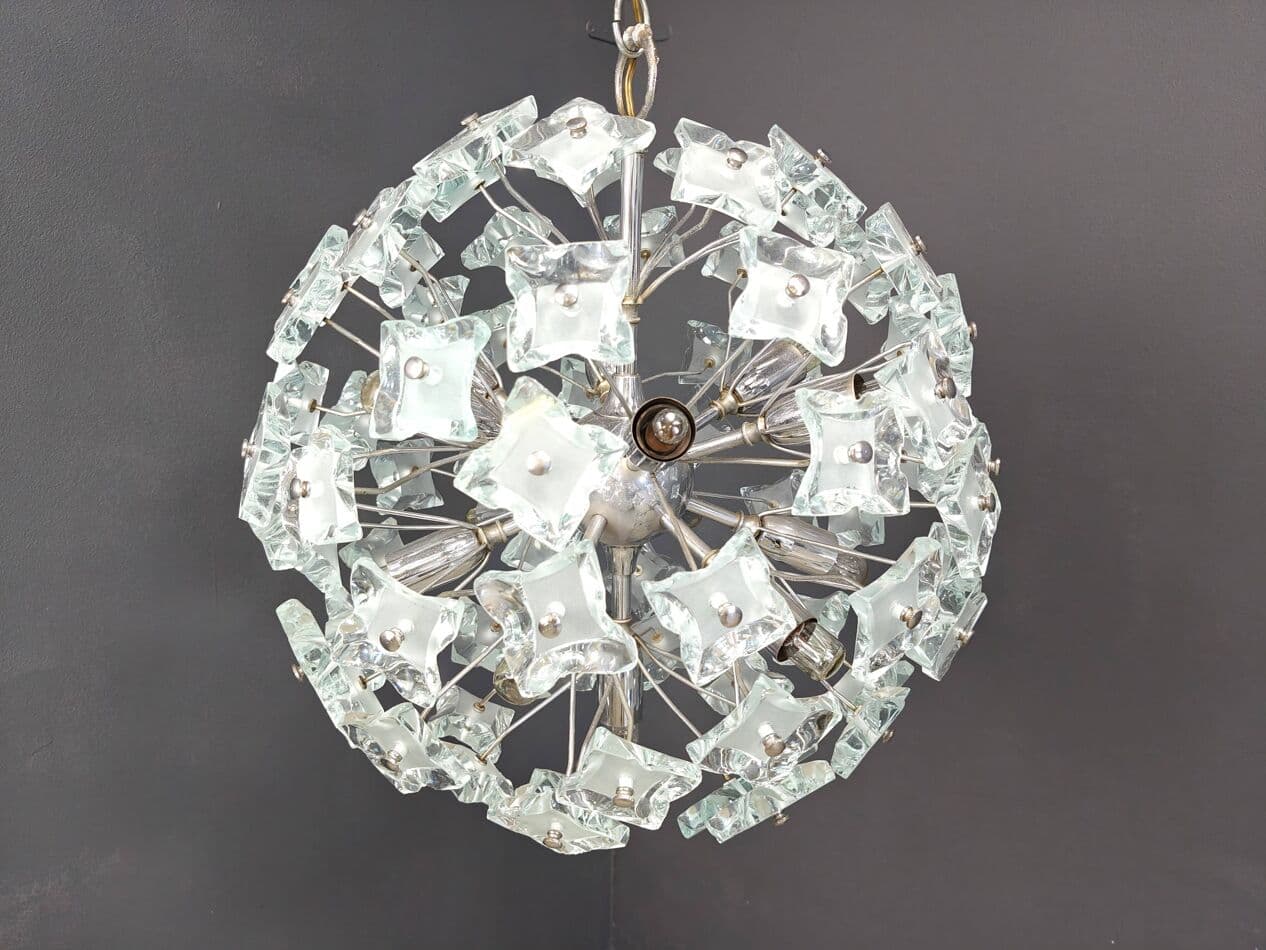 Chandelier Sputnik, transparent glass, Italy, 1970s. - 267488
