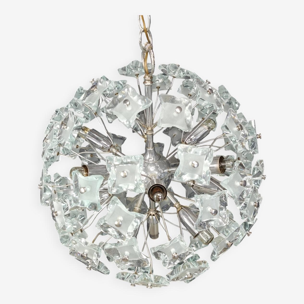 Chandelier Sputnik, transparent glass, Italy, 1970s. - 267490