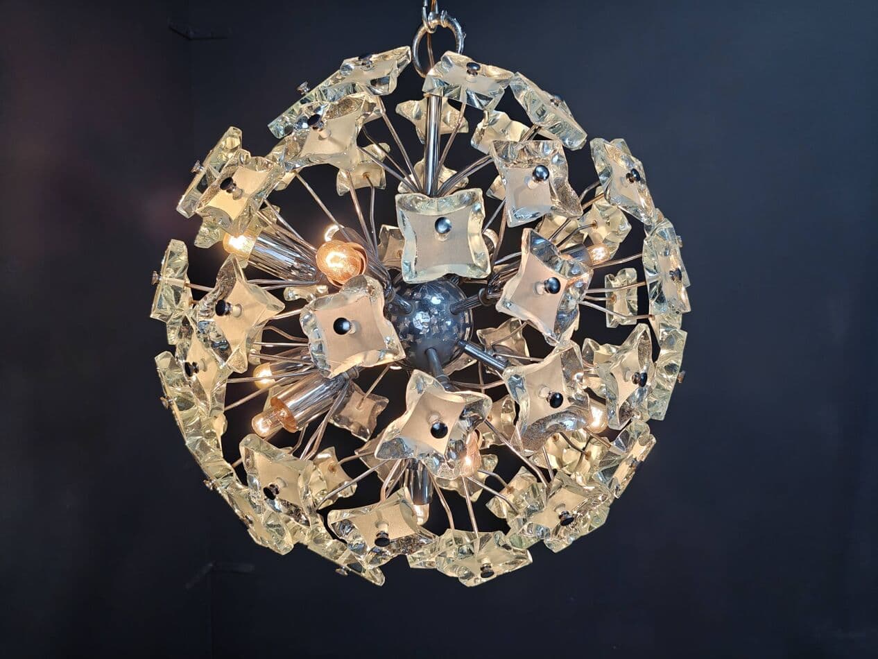 Chandelier Sputnik, transparent glass, Italy, 1970s. - 267492