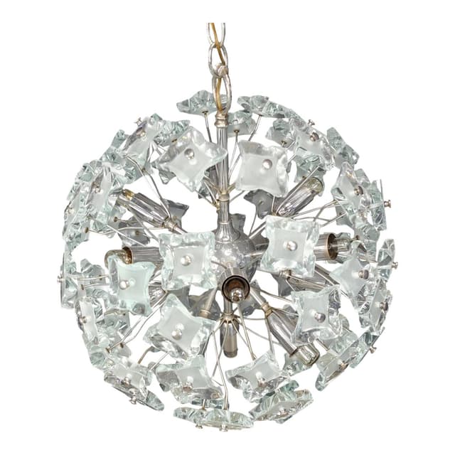 Chandelier Sputnik, transparent glass, Italy, 1970s. - DIMENSION