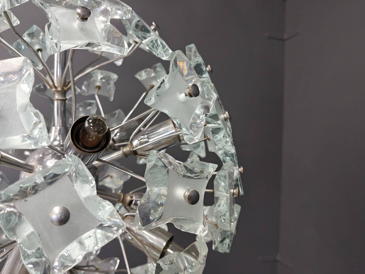 Chandelier Sputnik, transparent glass, Italy, 1970s. - 267494