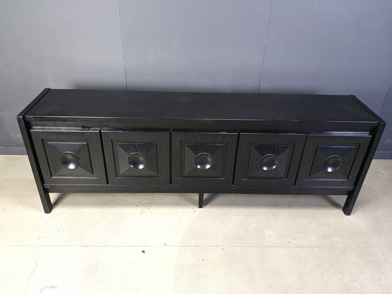 Komoda brutalistyczna, czarna, drewno, Belgia, lata 70. - 267450