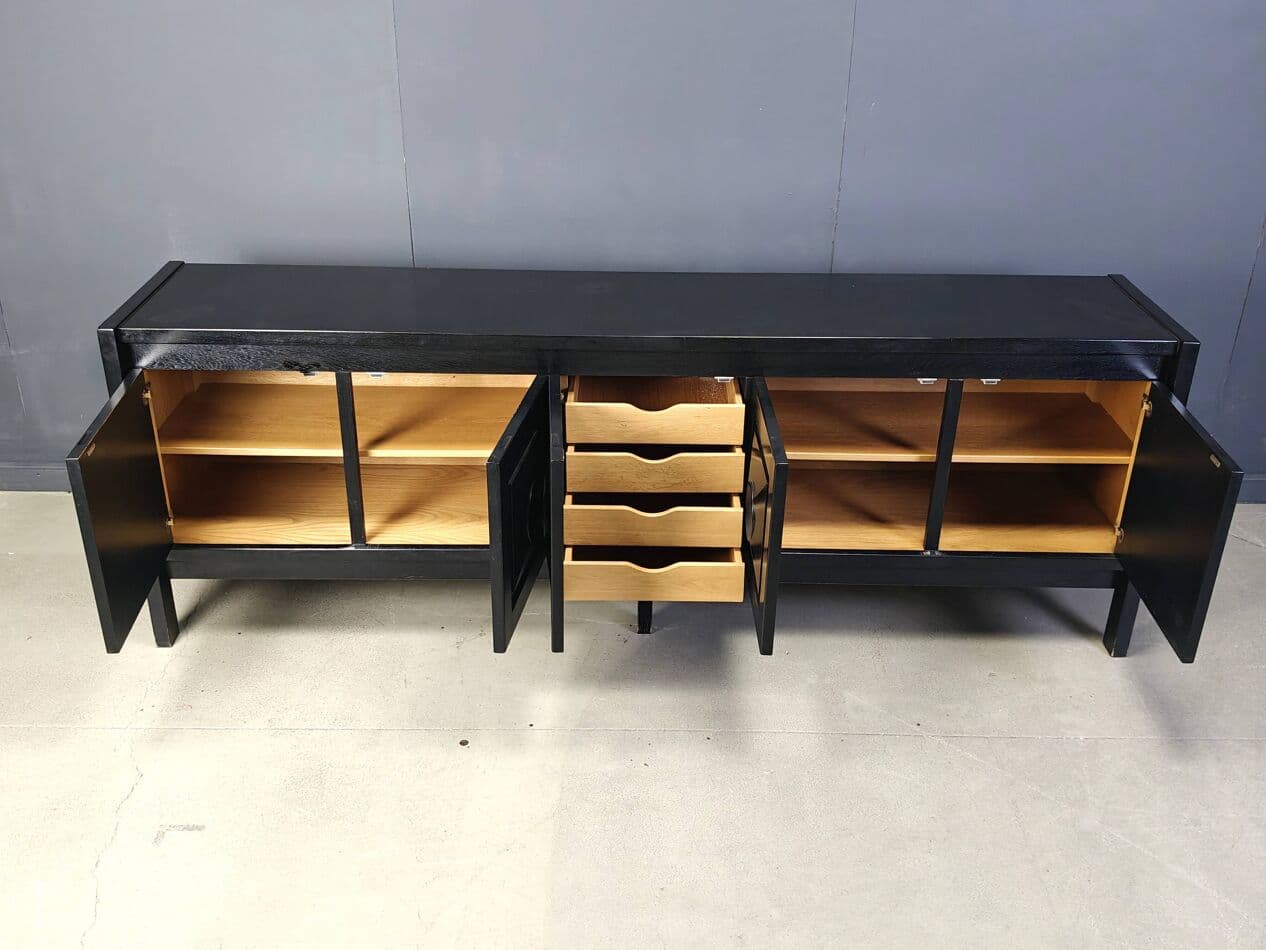 Komoda brutalistyczna, czarna, drewno, Belgia, lata 70. - 267459