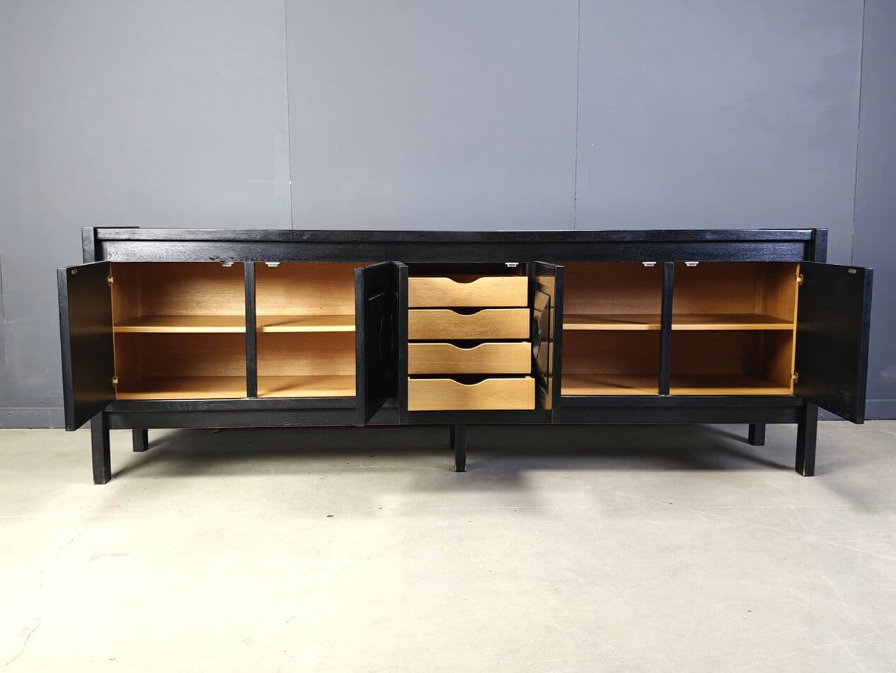 Komoda brutalistyczna, czarna, drewno, Belgia, lata 70. - 267457