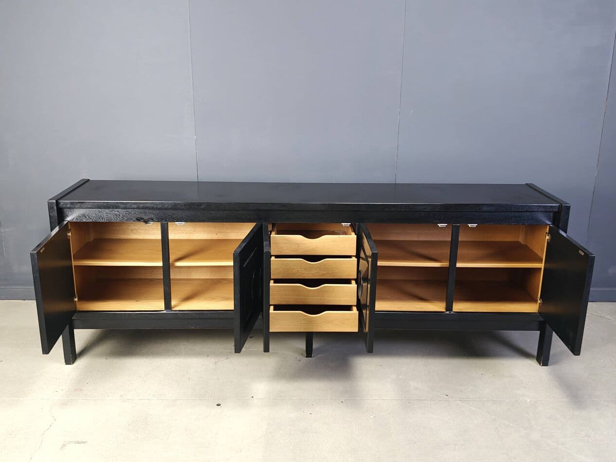 Komoda brutalistyczna, czarna, drewno, Belgia, lata 70. - 267458