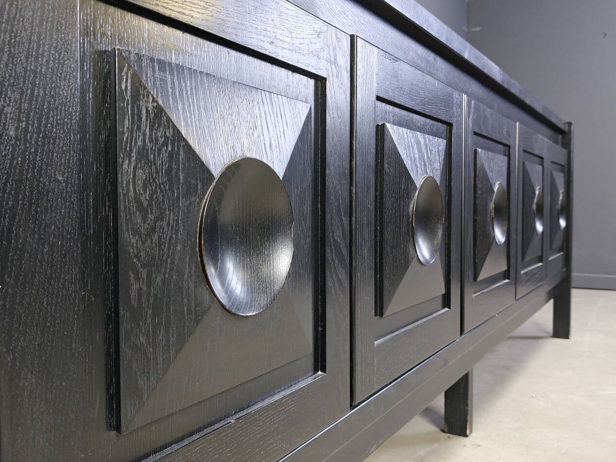 Komoda brutalistyczna, czarna, drewno, Belgia, lata 70. - 267455